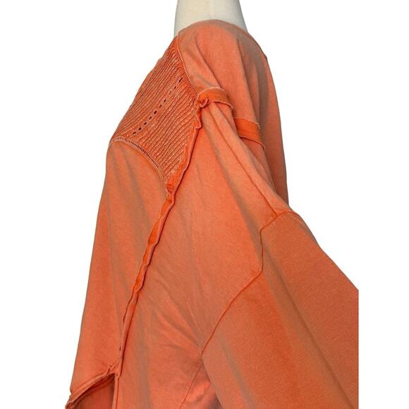 Anthropologie PILCRO Orange Pintuck Sweatshirt Top Size L - 100% Cotton - Picture 10 of 11